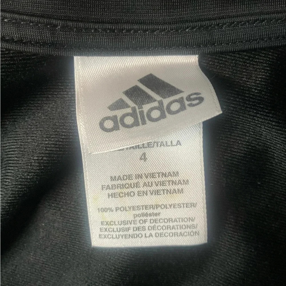 Adidas Boys Black Full-Zip Athletic Jacket with iconic Stripes Size 4 - Picture 4 of 6